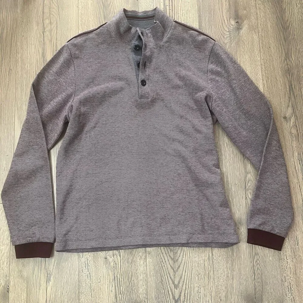 Hugo Boss Piceno Mens XL Sweater Red‎ Maroon Button Pullover Cotton Blend